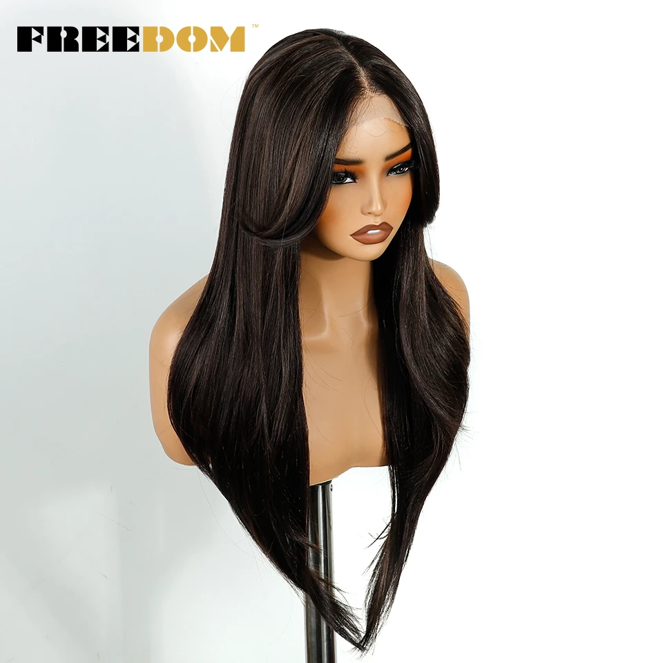 الاصطناعية الدانتيل شعر مستعار أمامي 26 بوصة مستقيم الطبقات شعر مستعار الدانتيل مع الانفجارات أومبير براون شقراء الباروكات للنساء تأثيري الدانتيل الباروكات #3