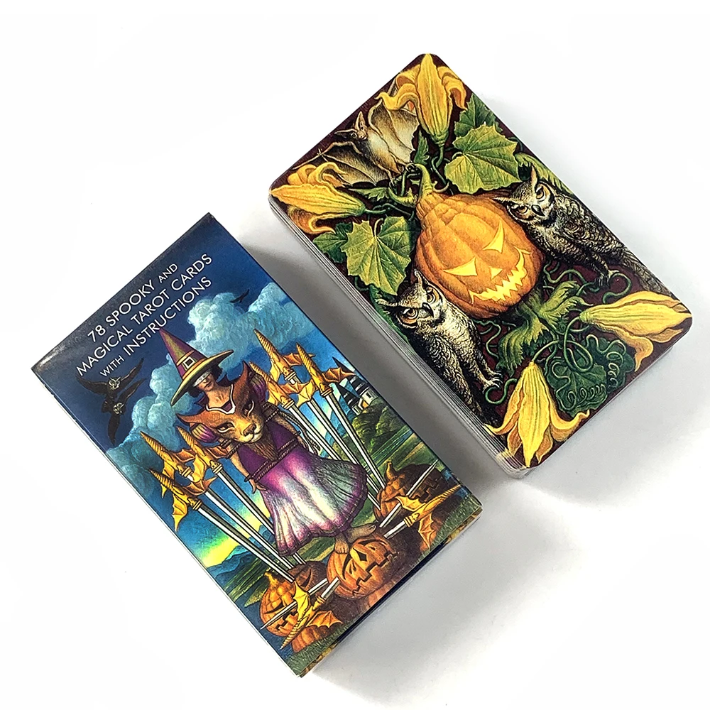 Jack-O'-Lantern Tarot Cards A 78 Cards Deck Classic Predictive Divination Borad Games ,Halloween Party Game Halloween Gifts