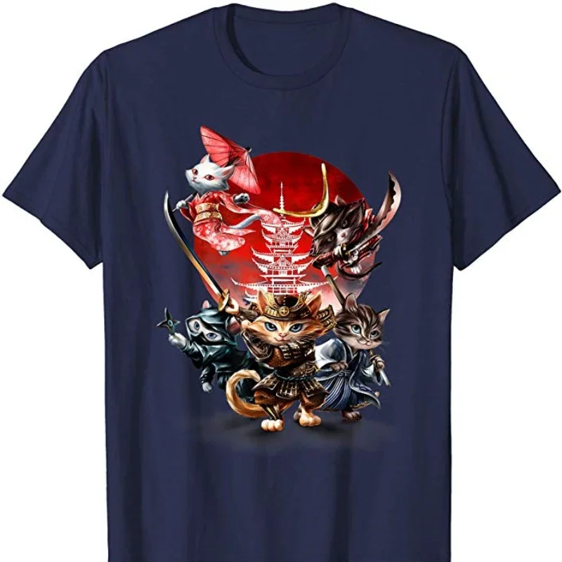 Edo Japan Cat Ninja Samurai Japanese Kendo Geisha Warrior T Shirt. New 100% Cotton Short Sleeve O-Neck T-shirt Casual Clothing