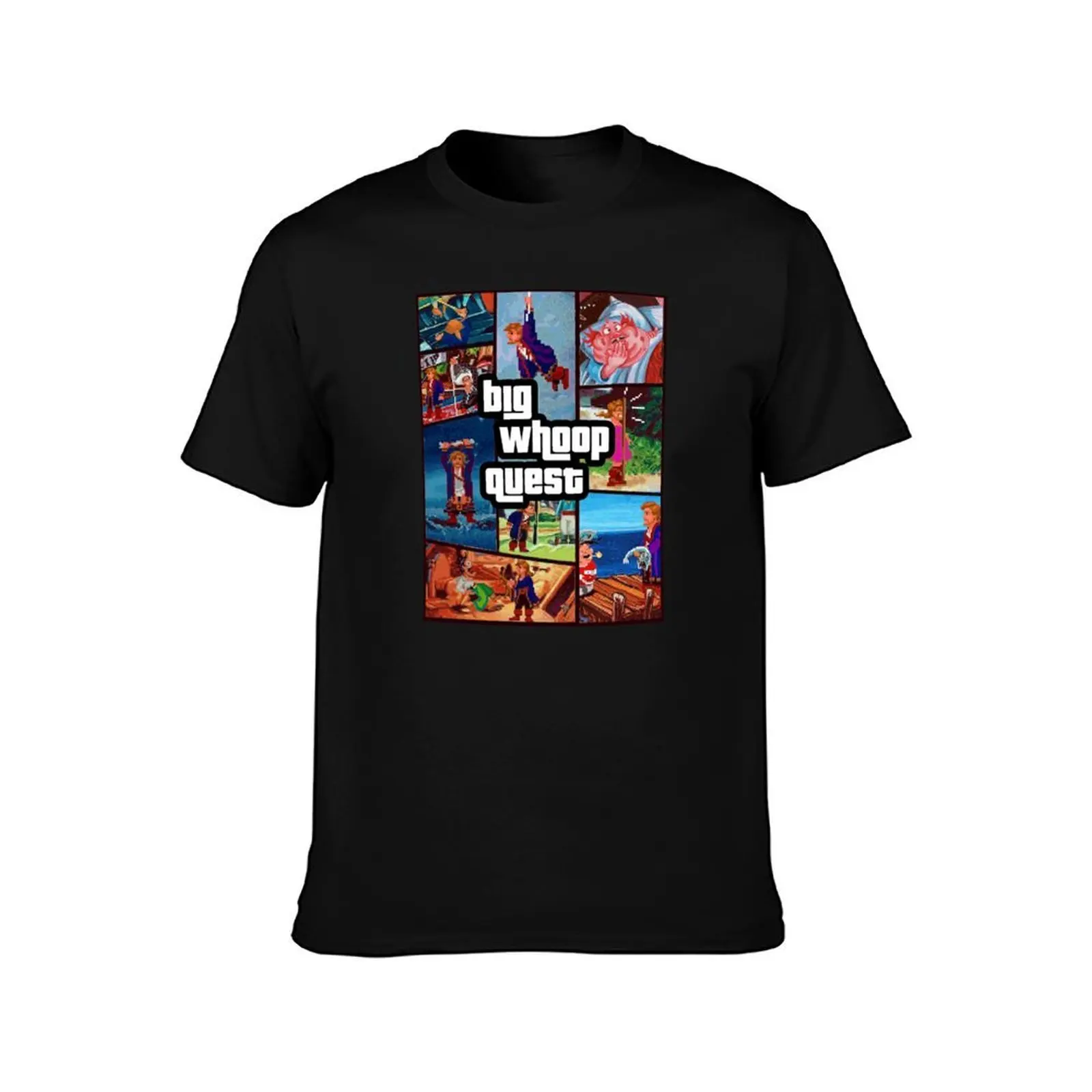 Big Whoop Quest T-Shirt, Summer Casual Cotton Tee, Oversized Streetwear Tops, Vintage Graphic Print, Loose Fit Short Sleeve