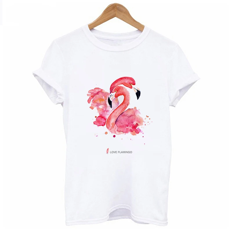 Love Flamingo T Shirt Women Harajuku Cute Tshirt Female Graphic T-shirt Femme Top Tee Shirts Kawaii Summer Fashion Clothing