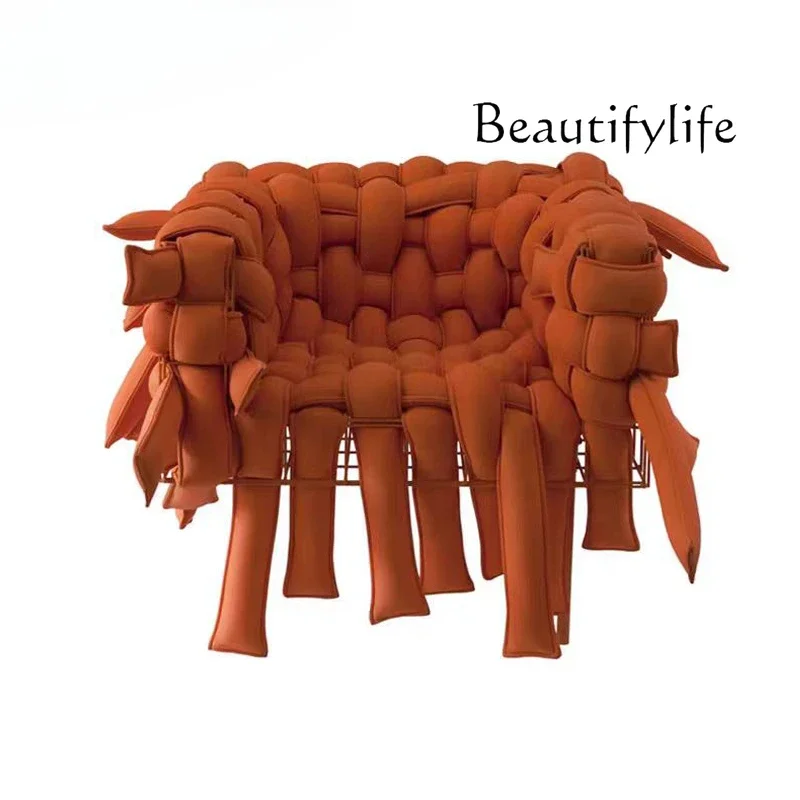 X36 Modern Hand Woven Sofa Chair Living Room Scaffold Woven Single Double Casual Armchair