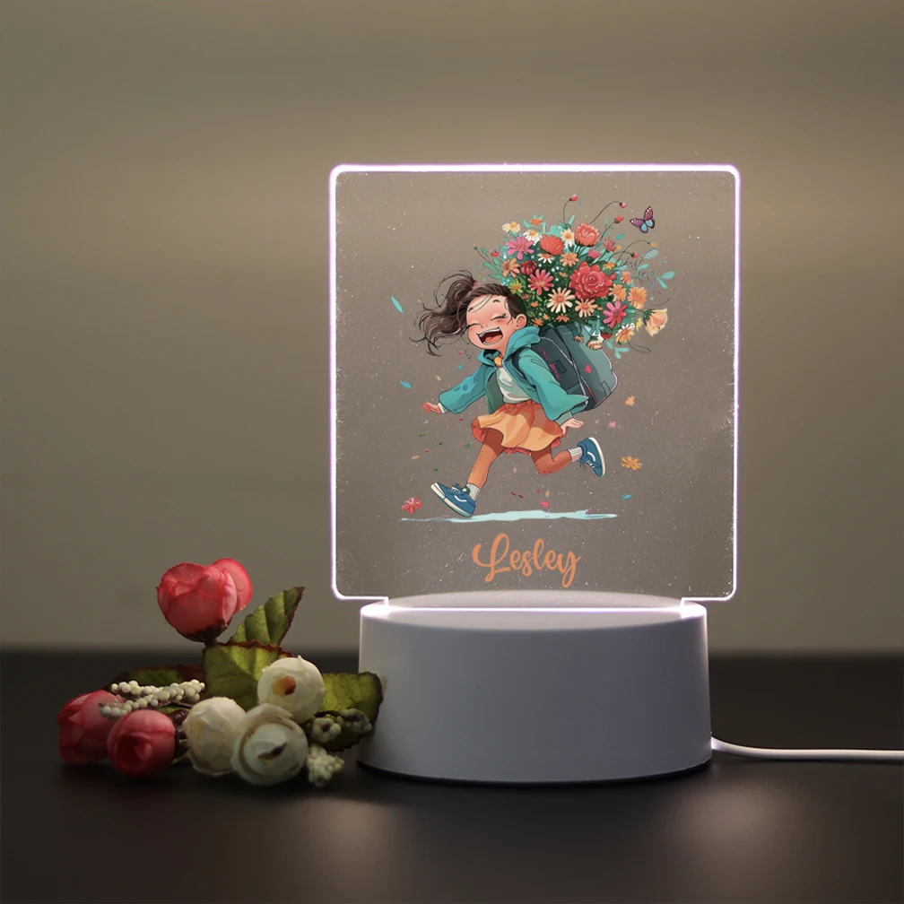 1 pc Colorful kids or motorcycle UV Print Customized Name 3D Touch LED Night Light Led Table Lamp For Kids Rooms Home Decor