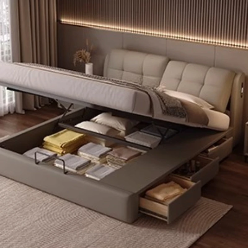 

Storage Sofa Massage Bed Human Dog Leather Platform Modern Massage Bed Space Saving Tatami Letto Matrimoniale Hotel Furniture