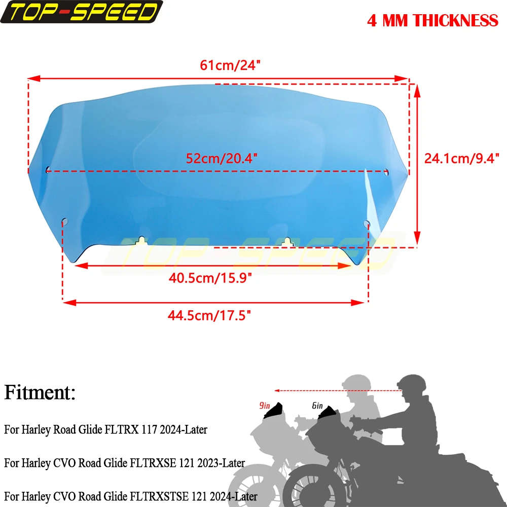 Motorcycle  Windshield Wind Deflector 9inch Windscreen For Harley Touring CVO Road Glide FLTRXSE FLTRXSTSE 121 FLTRX 117 2023-Up