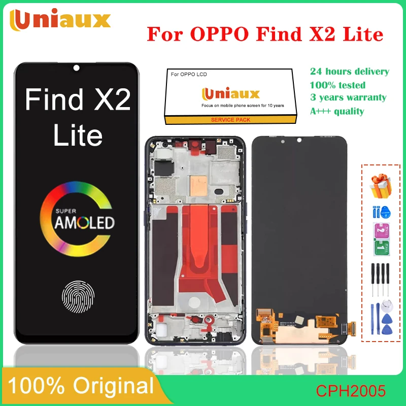 

6.4'' AMOLED For OPPO Find X2 Lite Mobile Phone LCD Screen Display assembly Touch Screen LCD Panel Replacement