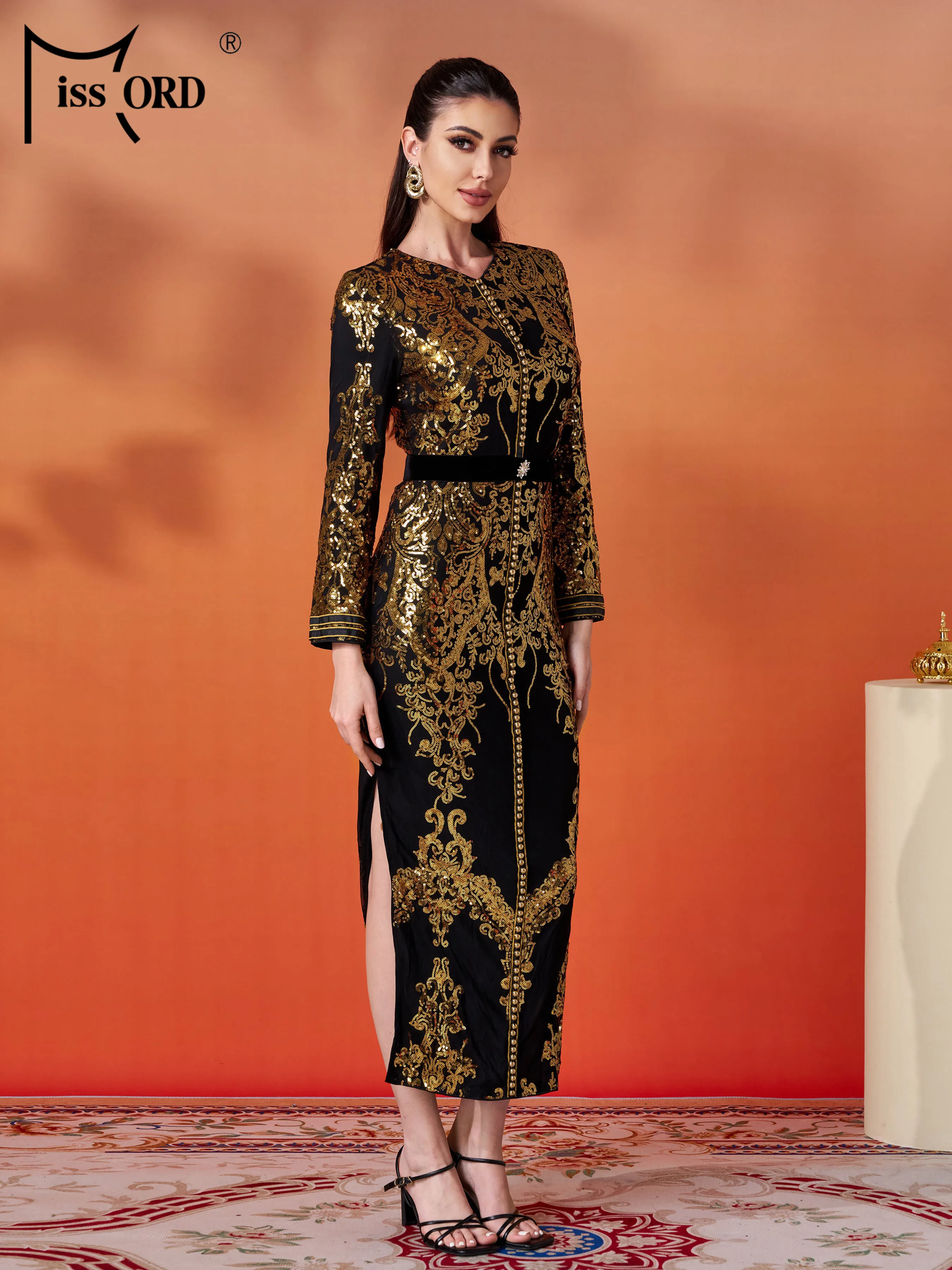 Missord Nieuwe Pailletten Avondjurk Verjaardagsfeestje Moslim Midden-Oosten Chique Elegante Elegante Mooie Hoge Kwaliteit Luxe Jurk