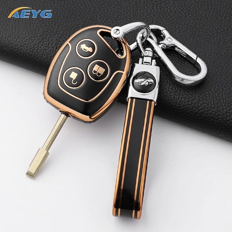 NUOVO 3 Pulsante Per Ford Mondeo Focus Fusion Fiesta Galaxy Transit 2008 2006 2007 TPU Chiave Dell'automobile Della Cassa Della Copertura Borsette Portachiavi Accessori