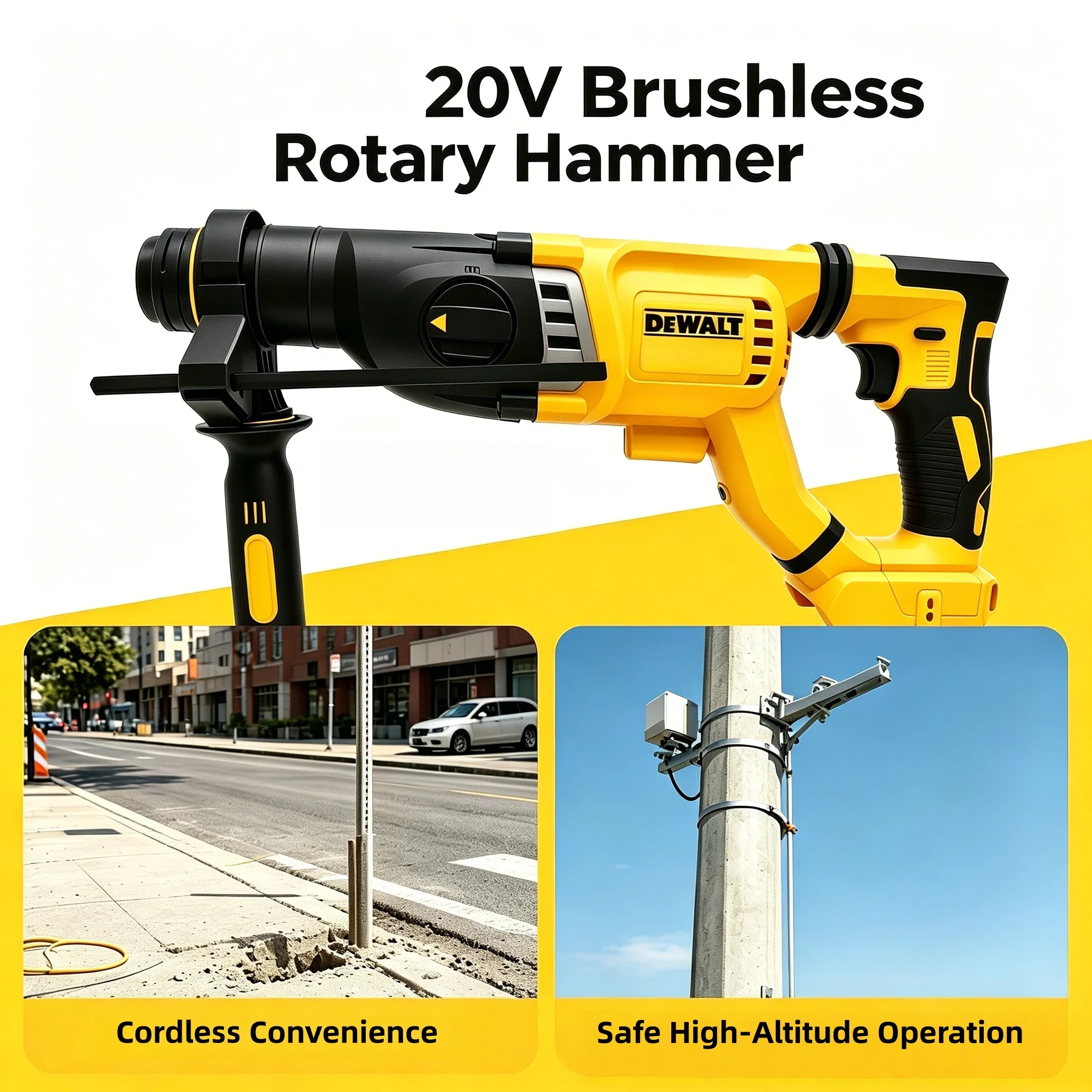 DEWALT DCH263 20V Cordless Brushless Rotary Hammer, Handheld Tool for Wall and Concrete Drilling - view 4