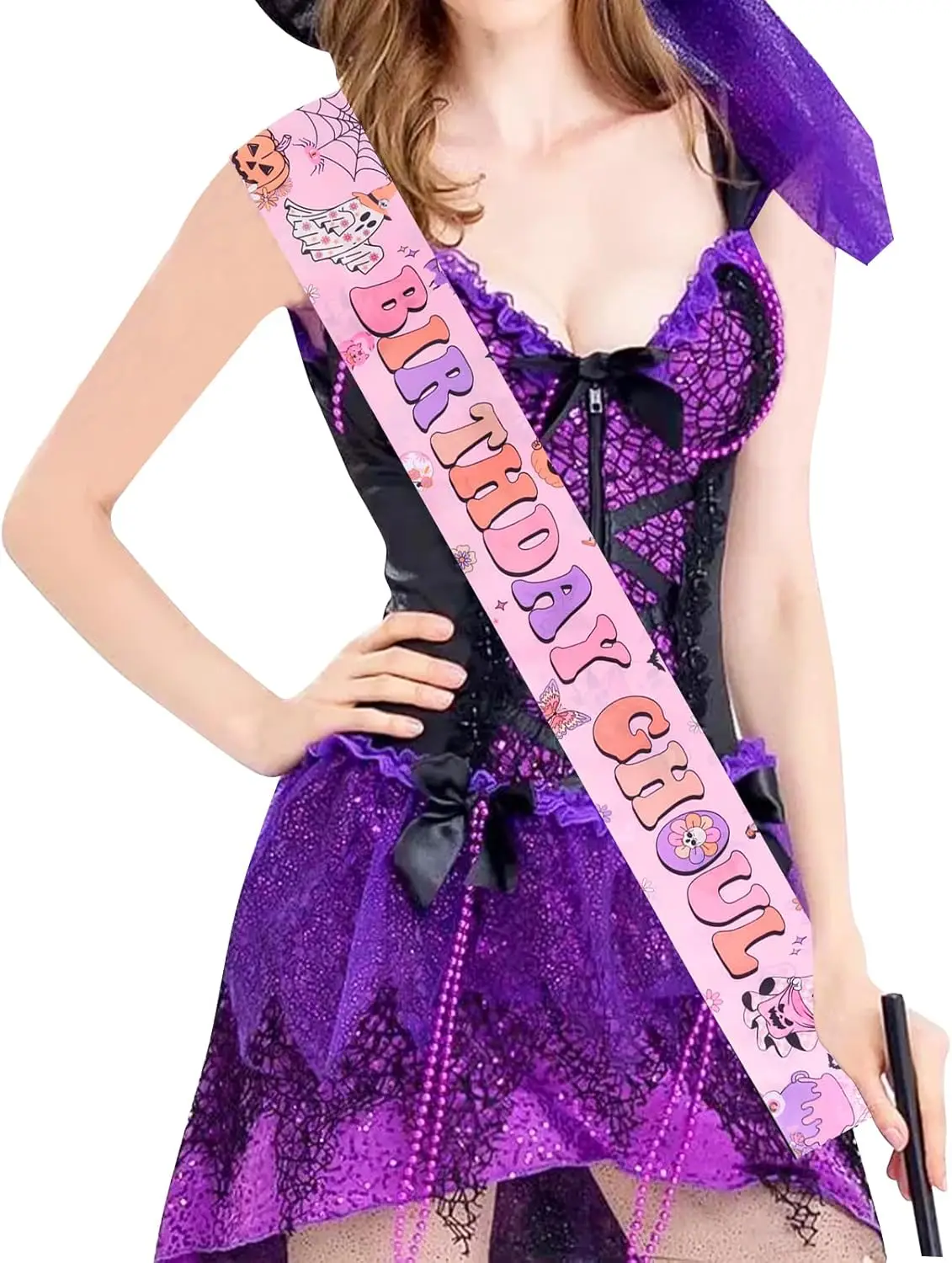 Cheereveal Halloween Birthday Sash, Birthday Ghoul Sash Groovy Hippie Retro  Party Decorations Favors Gifts Accessories