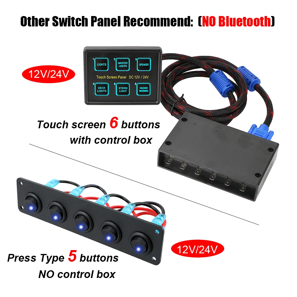 24V 12V Przełącznik Panel Przyciski Inteligentny moduł Bluetooth PET Membrana Sterowanie dotykowe Łódź RV Przyczepa kempingowa Przełącznik światła