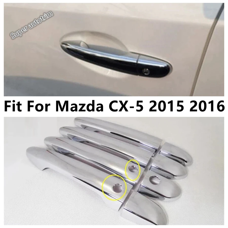 

Car Outside Door Doorknob Door Handle Pull Decoration Cover Trim Fit For Mazda cx-5 2015 2016 ABS Chrome Accessories Exterior