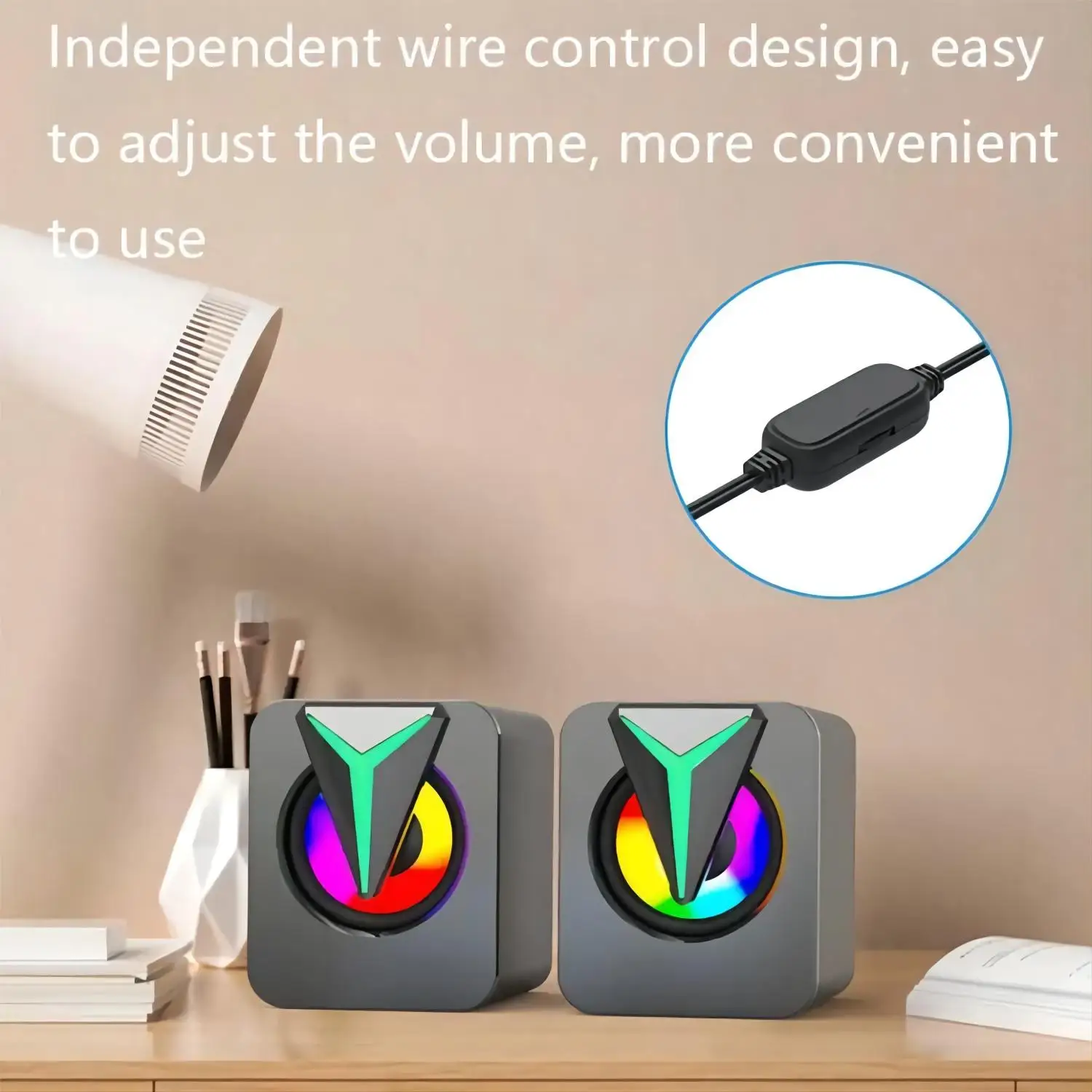 Компьютерные колонки, ПК, звуковая коробка, Hi-Fi стерео микрофон, USB Проводная коробка с подсветильник кой для рабочего стола, оптовая продажа, сабвуфер, Новинка