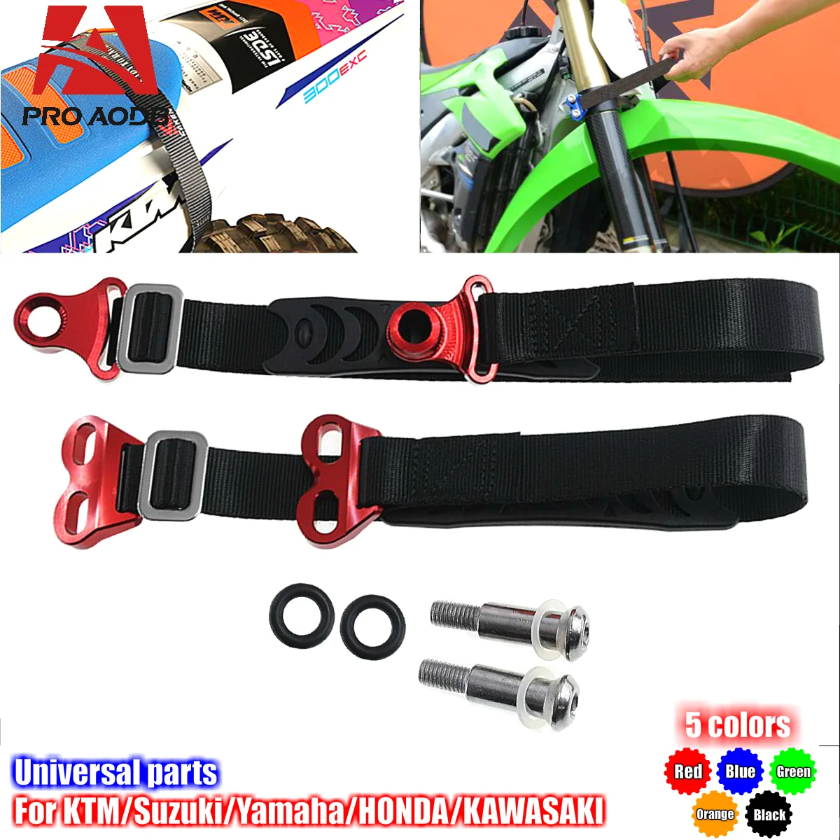 

New CNC Front Rear Rescue Strap Sling Pull Belt For Yamaha KTM Kawasaki Suzuki Honda Husqvarna EXC CRF YZ YZF RM Road Motocross