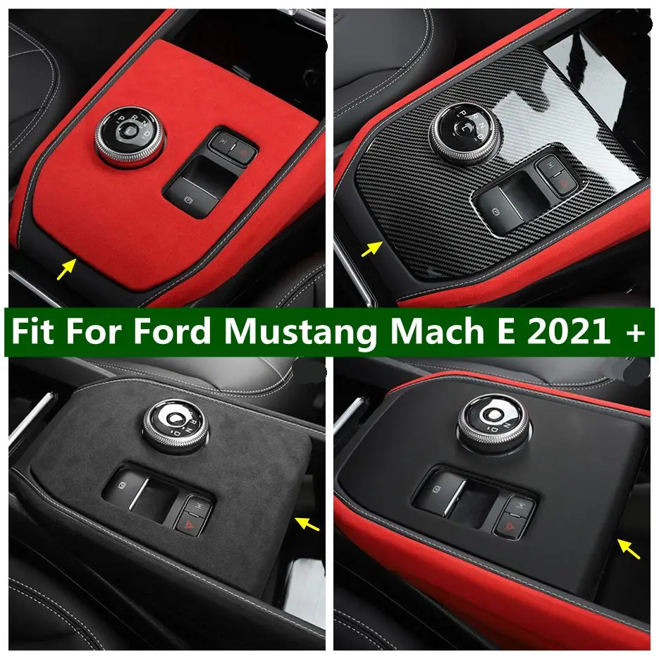 

Center Control Gear Box Shift Panel Decor Knob Cover Trim For Ford Mustang Mach E 2021 2022 LHD Red / Carbon Fiber Accessories