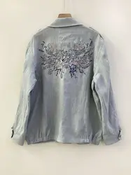 Women's jacket 2024 autumn and winter comfortable casual breathable back embroidered Jack jacket denim jacket