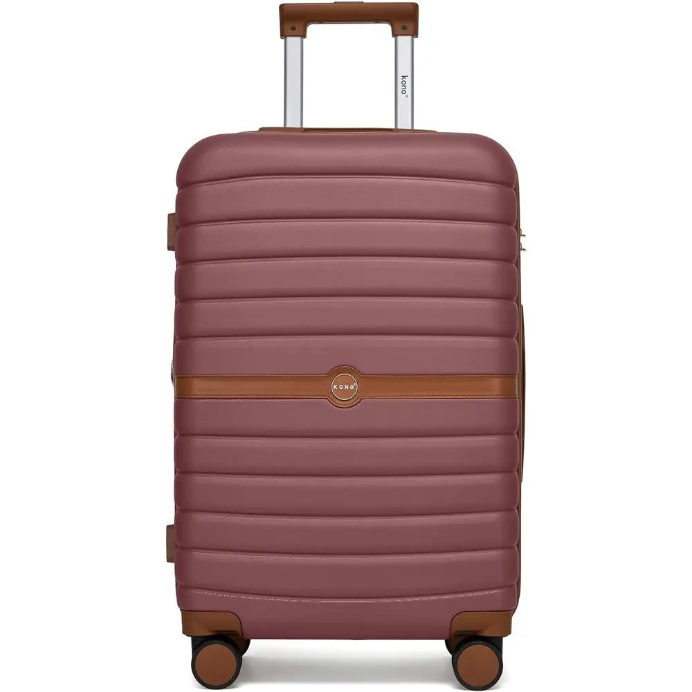 

24-дюймовый расширяемый чемодан-спиннер с замком, средний жесткий чемодан, легкий и устойчивый к царапинам, коричневый