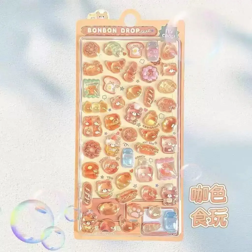 //Kawaii 3D Jelly Resin Stickers Leuke Cartoon Sparkle Transparante Stickers voor Scrapbooking Telefoonhoesje Laptop DIY Decor..