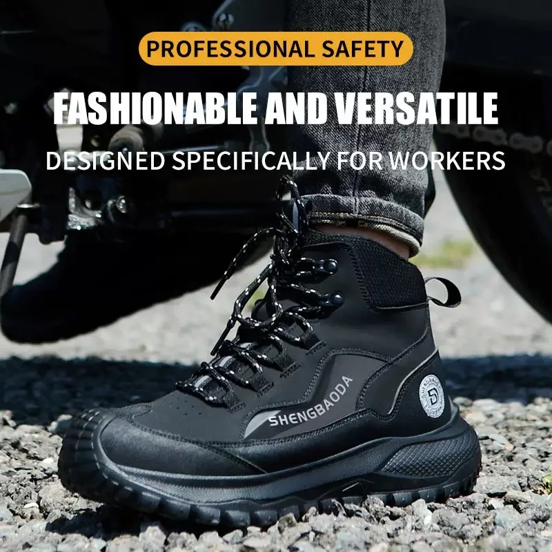 Men's Outdoor Durable, Non-Slip Steel-Toe Breathable Work Shoes: Impact-Resistant and Puncture-Resistant Safety Footwear