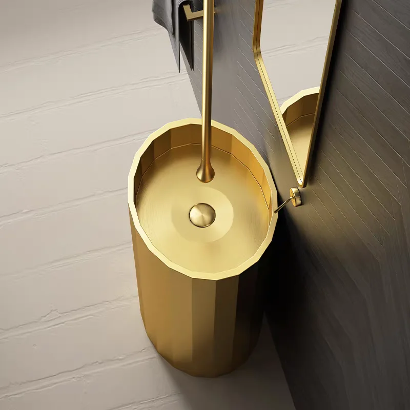450*370*800mm Modern Luxury Oval Pedestal Basin Sink Bath Freestanding Basin SUS304 Stainless steel,Brushed Gold,Black,Rose gold