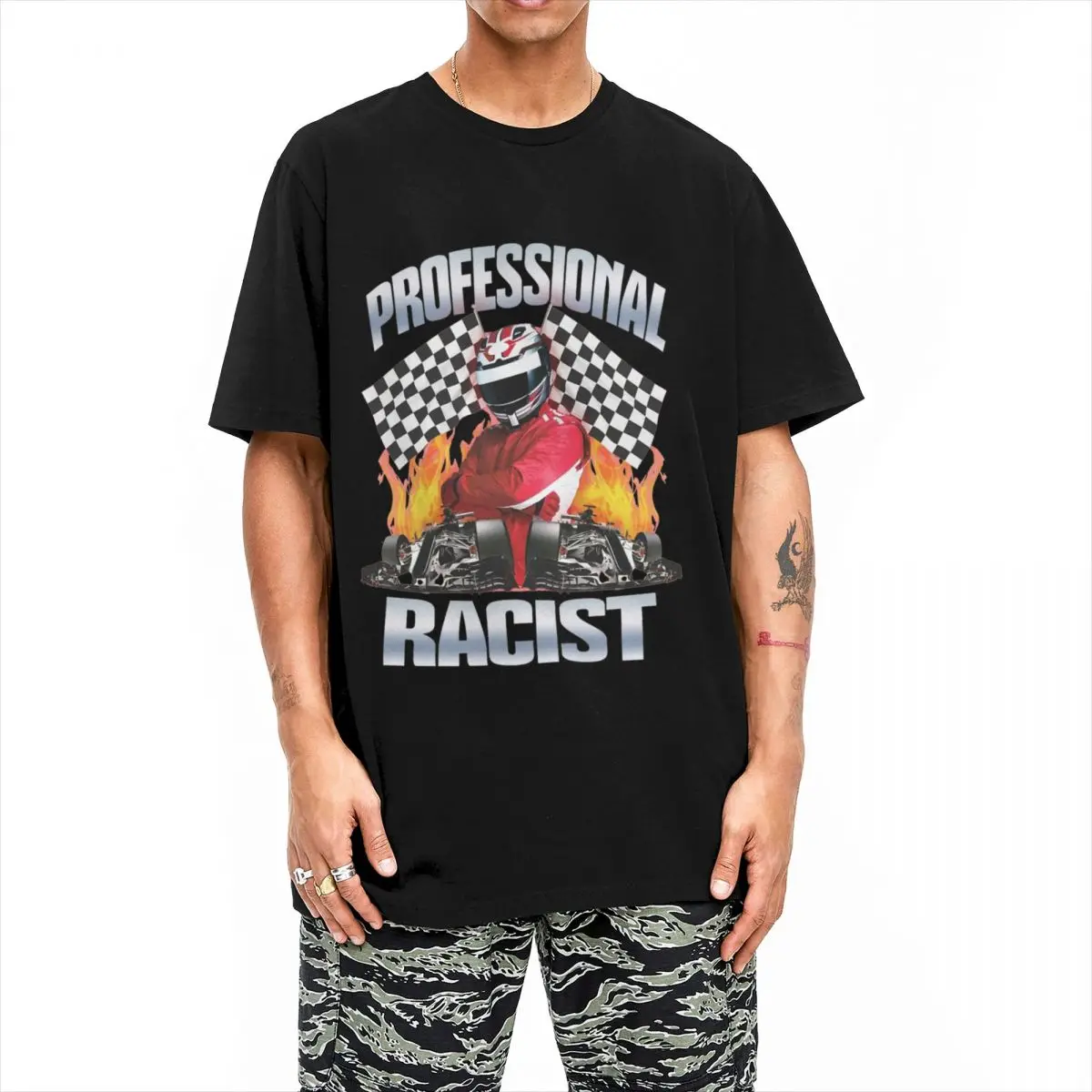 Professional Certified Racist Racing Meme Tshirt Unisex Cotton Tops Funny Round Neck Short Sleeve