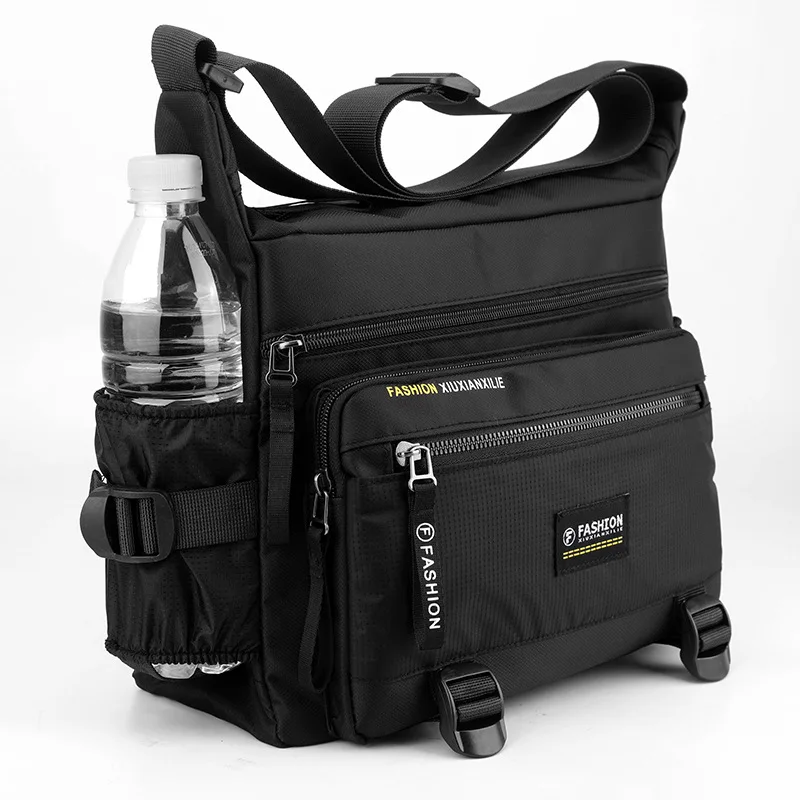 Casual Men's Messenger Bag Small Lightweight Nylon Crossbody bag with Polyester Lining Adjustable Strap Zip Closur Мужская сумка