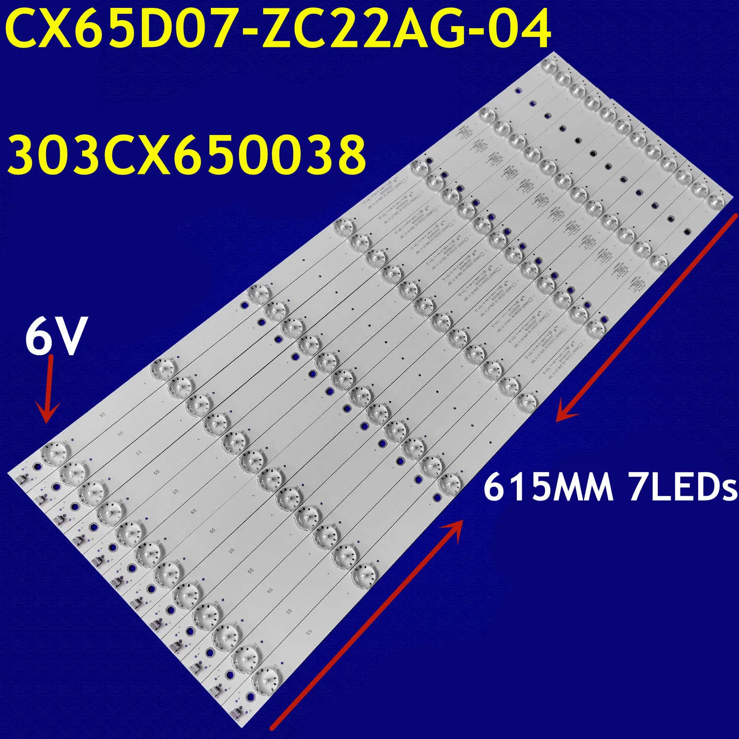 

12PCS LED Backlight Strip CX65D07-ZC22AG-04 303CX650038 For CX650M10 65MUA1500 65MUA1500-61 65LEX6027 65LEX 6027 RTV6566USM