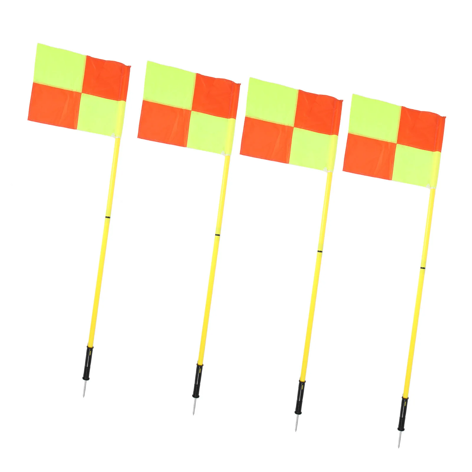 Drapeaux d'angle de terrain de football, poteaux de drapeaux de football en plastique haute visibilité, 2 sections, poteaux de 1.5m, résistants à l'usure, 4 drapeaux pour l'entraînement