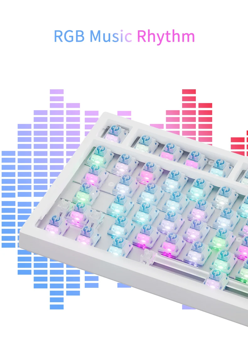 AJAZZ AK820 Pro  Mechanical Keyboard 70% Compact Layout/RGB Lighting/Hot-swappable Switches,with Wired,Wireless,and Bluetooth