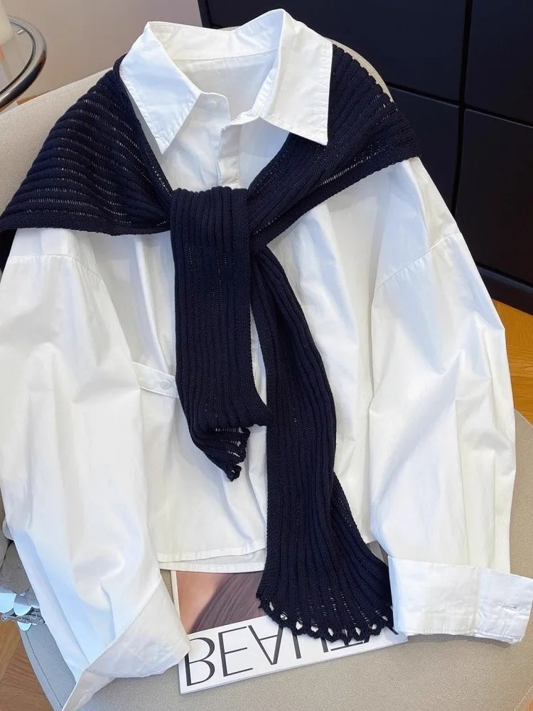 

Рубашка унисекс оверсайз в корейском стиле, свободного кроя, для мужчин и женщин, весна-осень, новинка, белая, повседневная, из полиэстера, для веса до 136 кг