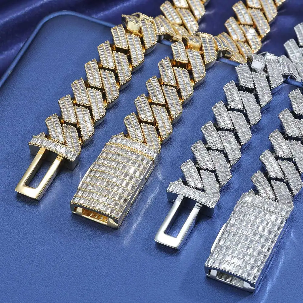 20MM Iced Pass Test D Color VVS Diamond Cuban Link Moissanite Chain Hip Hop Jewelry Men 925 Sterling Silver Necklace ﻿