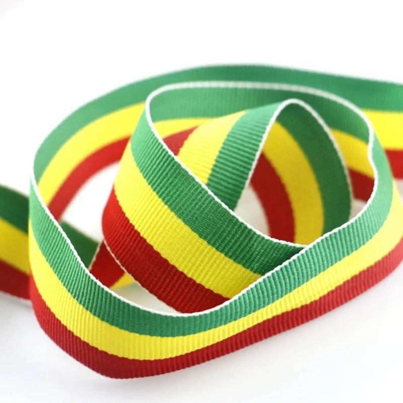 Party Decor Grosgrain Ribbon 30-15mm Thick Polyester 10 yard Stripe Decorative for Bracelet Belt Hair Butterfly Red Green Yellow