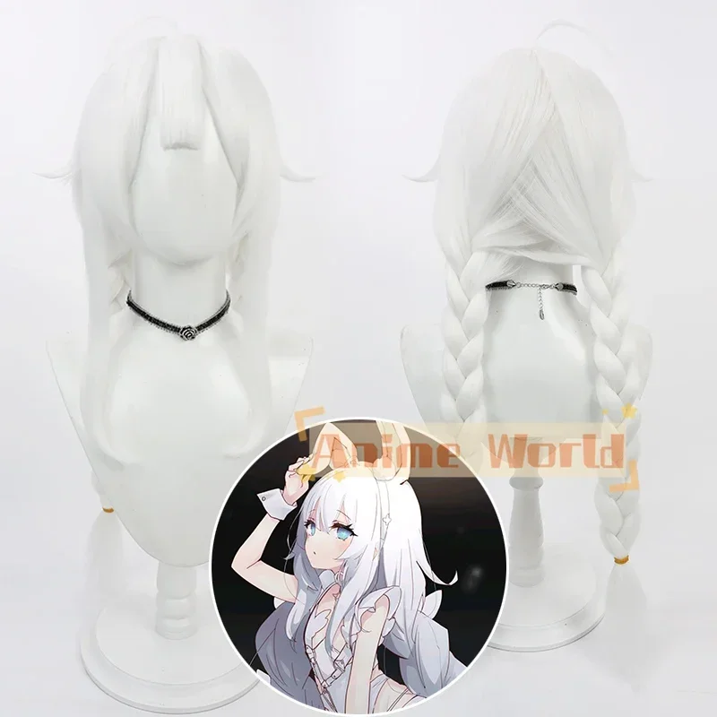 Game Azur Lane MNF Le Malin Cosplay Wig White Bunny Girl Silver White 90cm Twist Braid Heat Resistant Hair Halloween Party Wigs