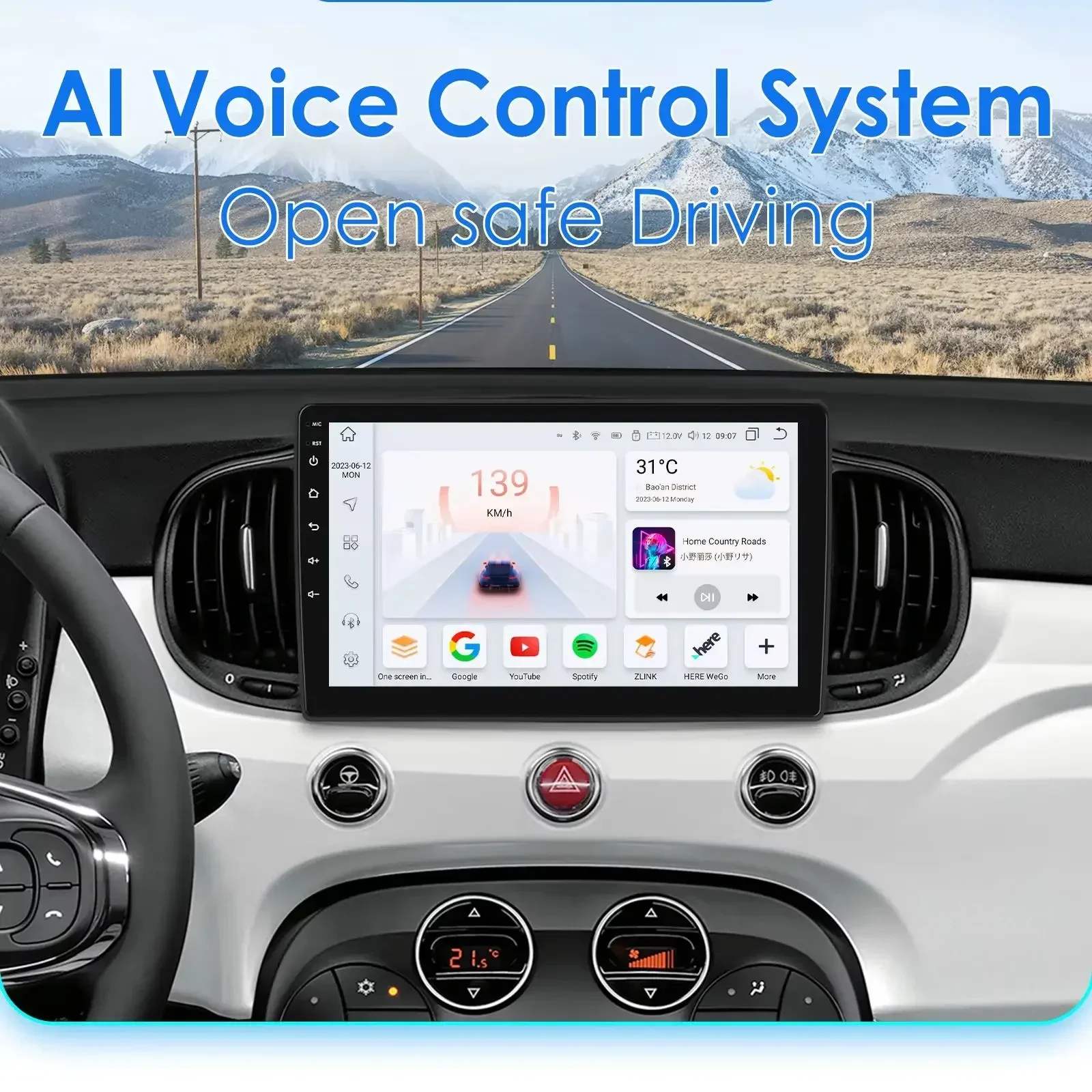 360Camera 2din Android 13 Auto Multimedia Gps Speler Voor Fiat 500 2016 - 2019 Carplay 4G-Let Intelligent Scherm Autoradio 7862 - afbeelding 2