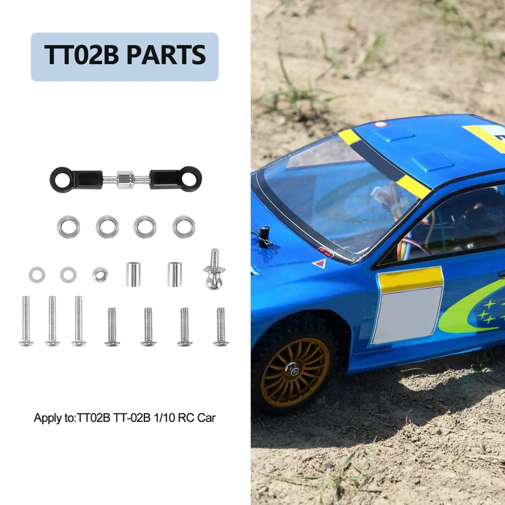 

CYGJ-Aluminum Alloy Ball Bearing Crank Steering Set For Tamiya TT02B TT-02B 1/10 RC Car Upgrade Parts Accessories