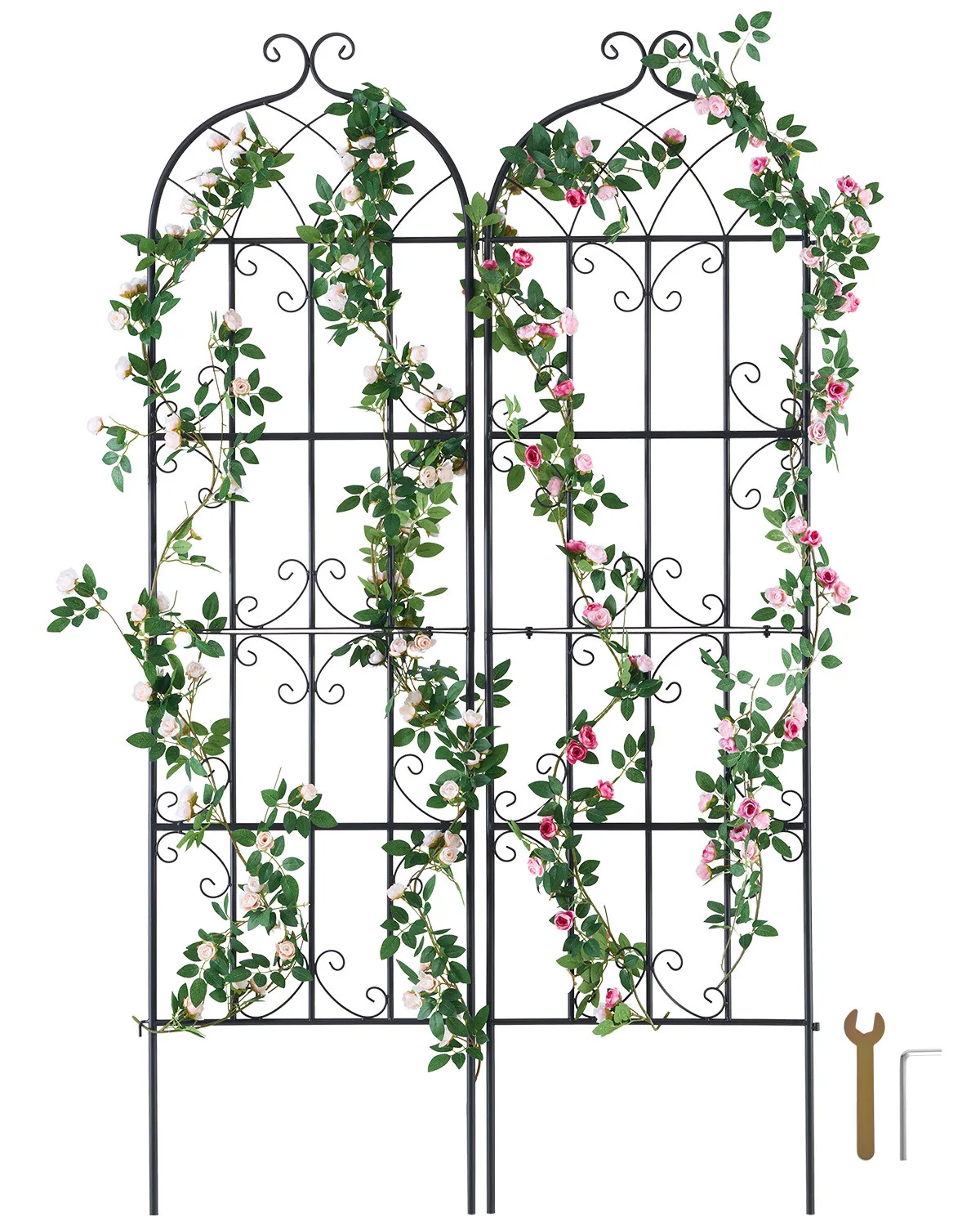 

VEVOR 2 Packs Metal Garden Trellis for Climbing Plant Support 71x20 in Rustproof