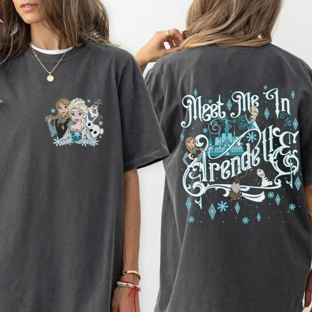 ديزني فروزن إلسا آنا مطبوعة الكرتون تي شيرت الأميرة أولاف قصيرة الأكمام ريترو الشارع ملابس علوية على الموضة غير رسمية #1