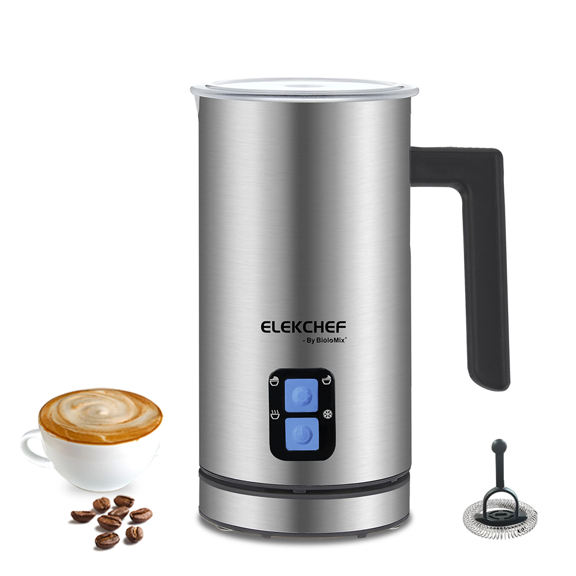 BioloMix Automatischer Milchaufschäumer und Wärmer – 4-in-1-Kaffeeaufschäumer für Heiß-/Kaltschaum, Latte und Cappuccino – Detail 1