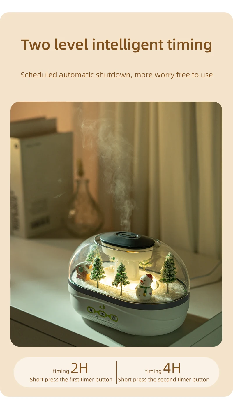 Simulierter Schneehügel-Luftbefeuchter, Schneemann-Aroma-Diffusor, Heimdekoration, kreative Schneelandschaft. Ideal für Schlafzimmer, Büro, Yo – Detail 10