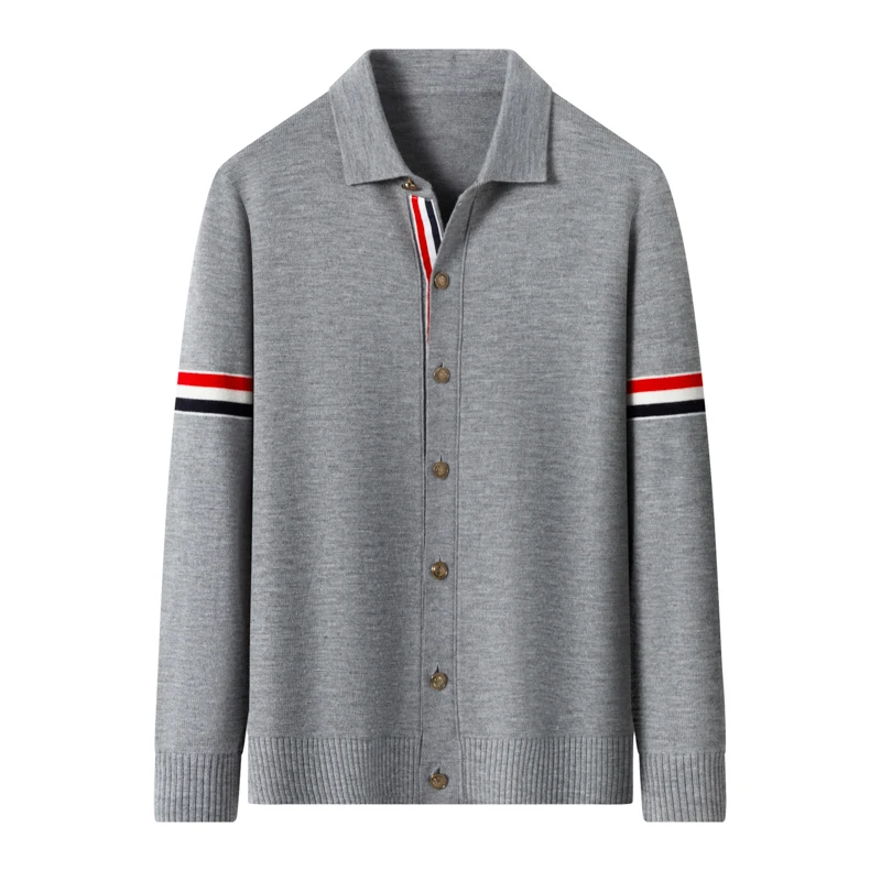 High-End-Marke Strickjacke Männer Frühjahr Herbst Neue Mode Persönlichkeit farbige gestreifte Open-Shirt Luxus Freizeit Komfort Warmwarme Pullover Jacke – Detail 12