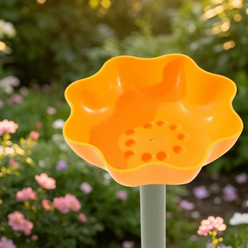 Weather Resistant Flower Shape Garden Birdbath Plastic Creative Bee Drinking Bowl Detachable Butterfly Drinking Tray Outdoor
