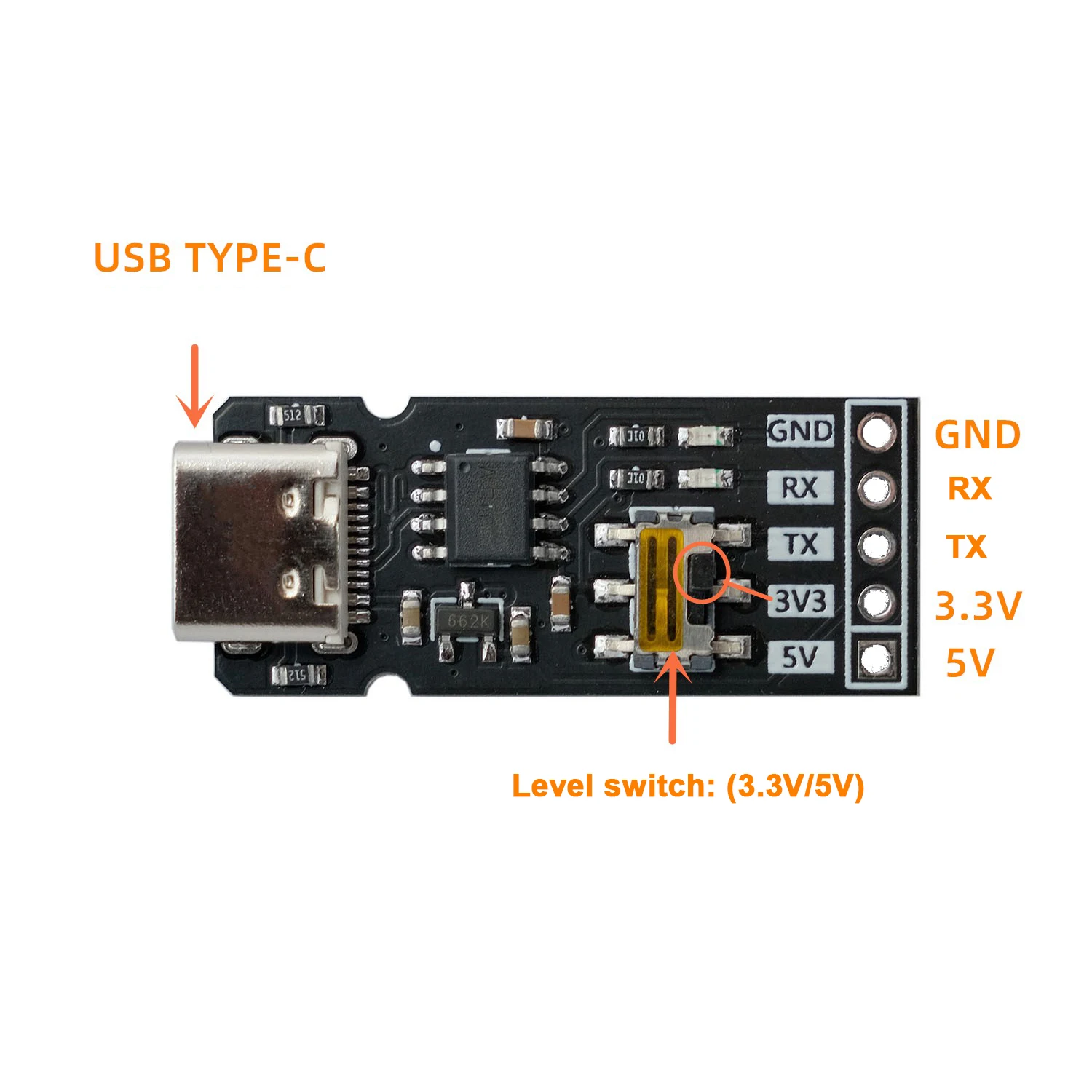 CH340N TYPE-C USB to Serial module USB TO UART TTL 3.3V/5V level Converter RX/TX Download debugging tools Brush Line