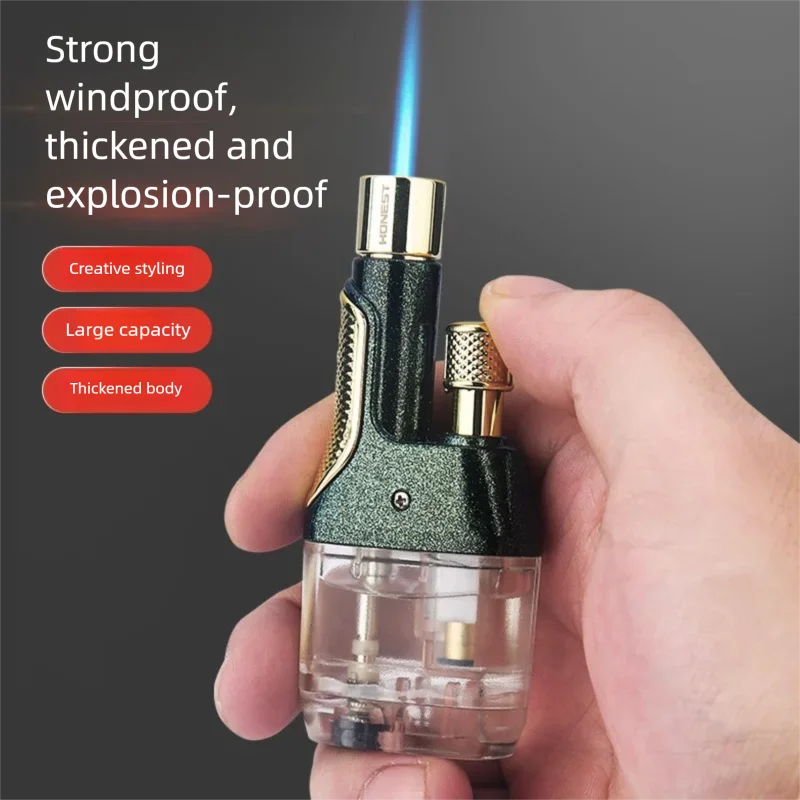 Windproof Twin Jet Flame Lighter - Refillable Blue Flame Compact Portable Igniter