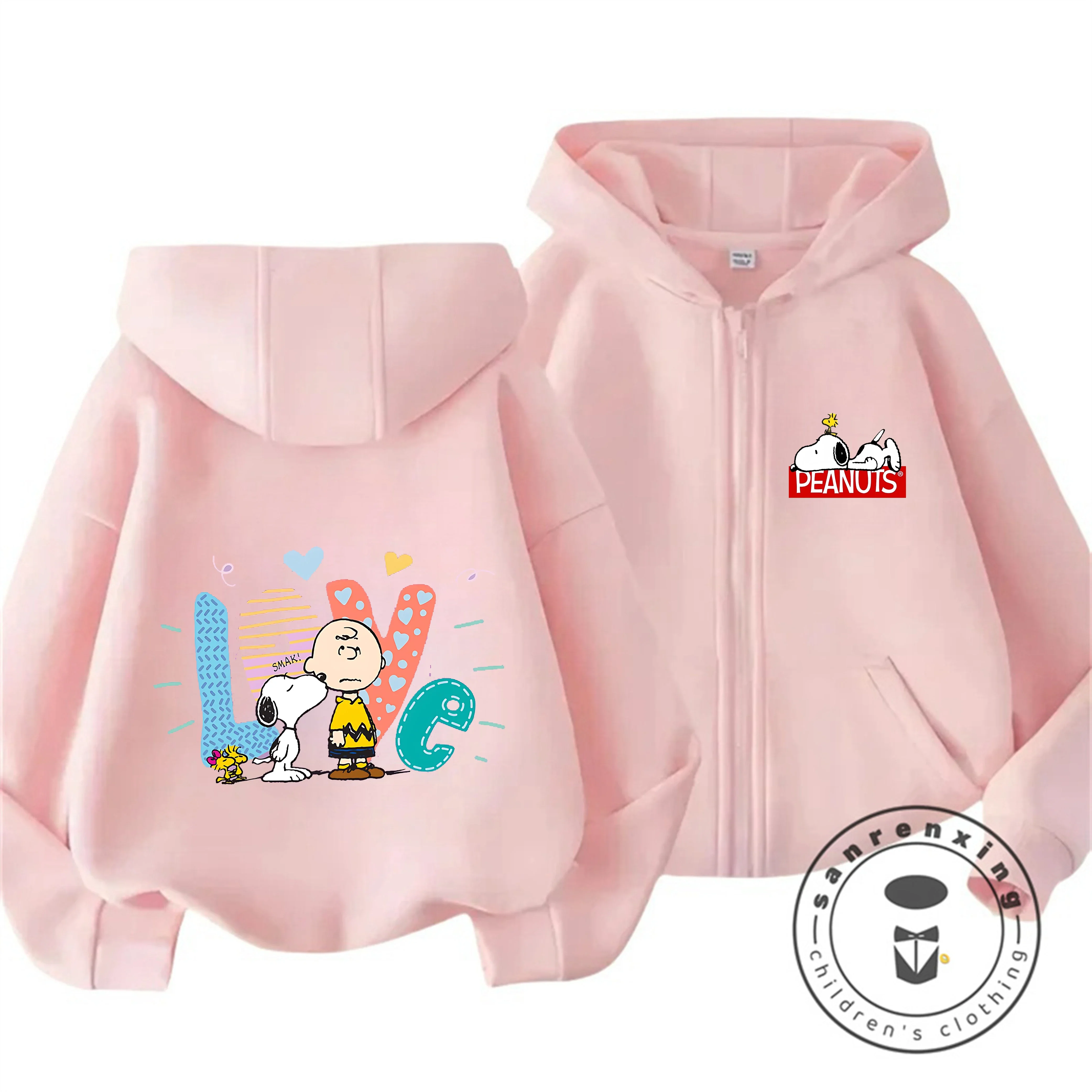 Autumn Winter Cute Zipper Hoodie Cartoon Print Trendy Street Style Youth Tops Snoopy Boys Girls 3 14
