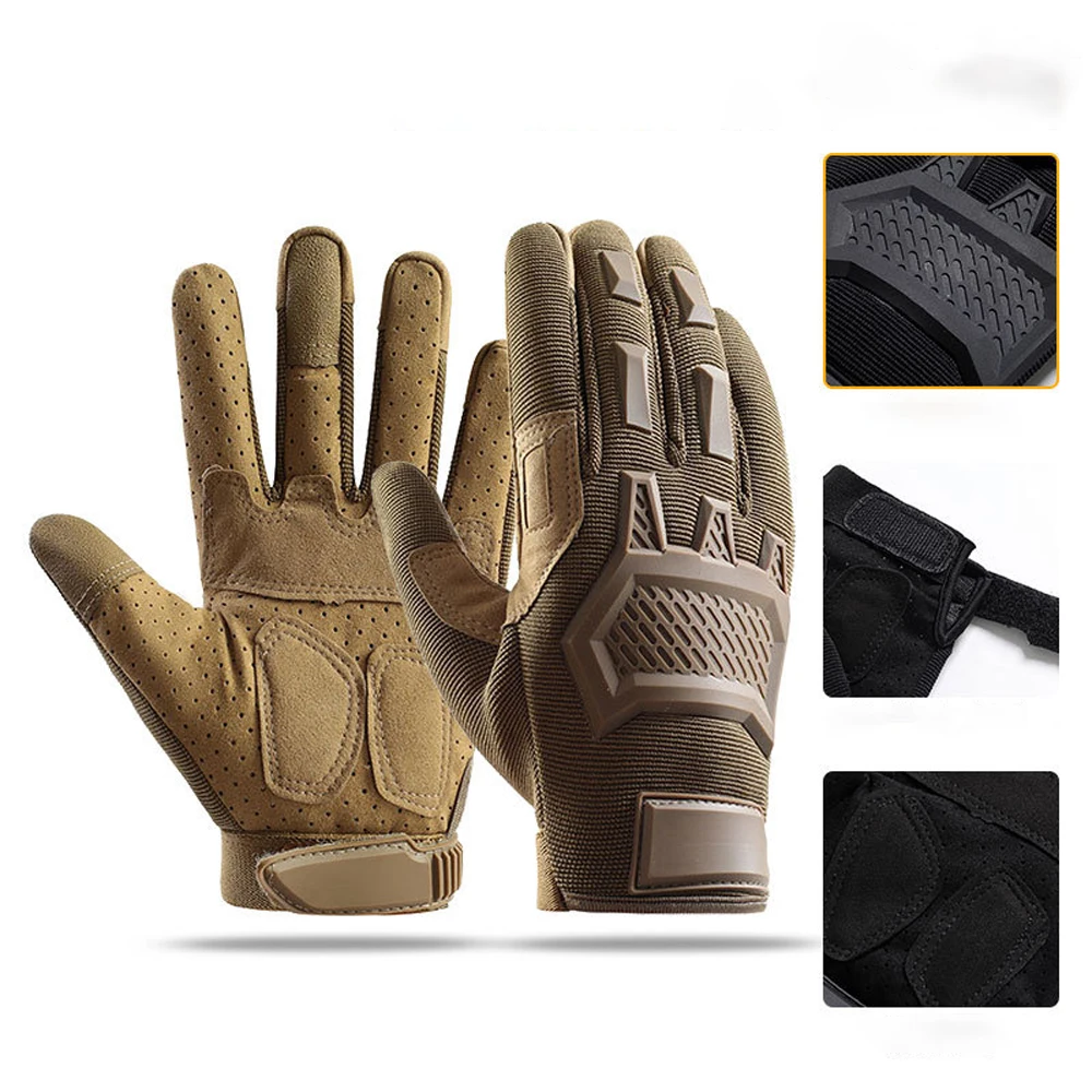 Guantes tácticos de camuflaje para motocicleta con pantalla táctil, guantes deportivos para Fitness, caza, guantes de senderismo con dedos completos, equipo de protección