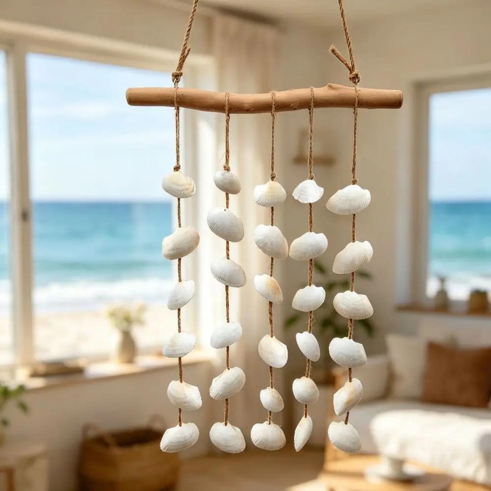 Decorative Driftwood Wind Chime Natural Nautical Wall Ornament Coastal Theme Home Decor For Dining Living Room