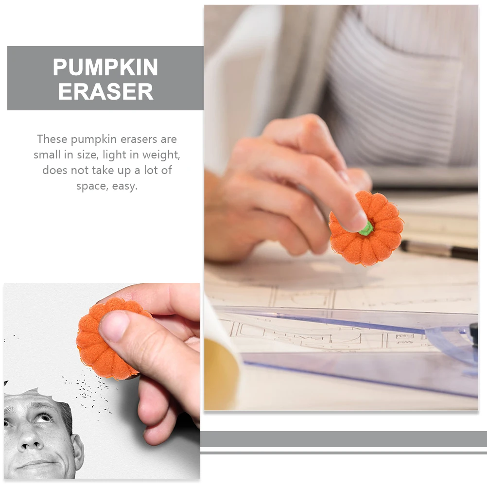 

20Pcs Cute Pumpkin Shaped Erasers Tpr Material Smooth Clean Erasing Drawing Writing Supplies for Students Bulk Pack