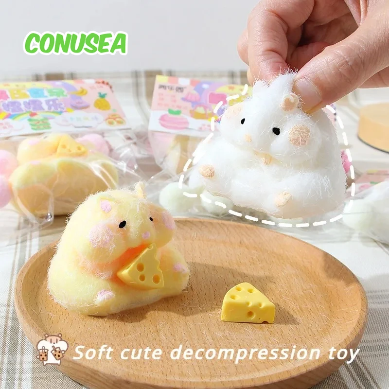 Kawaii Hamster Toys Squish Soft Rubber Antistress Kids Fidget Toys Funny Pet Cartoon Decompression Anti-Stress Relief for Adults