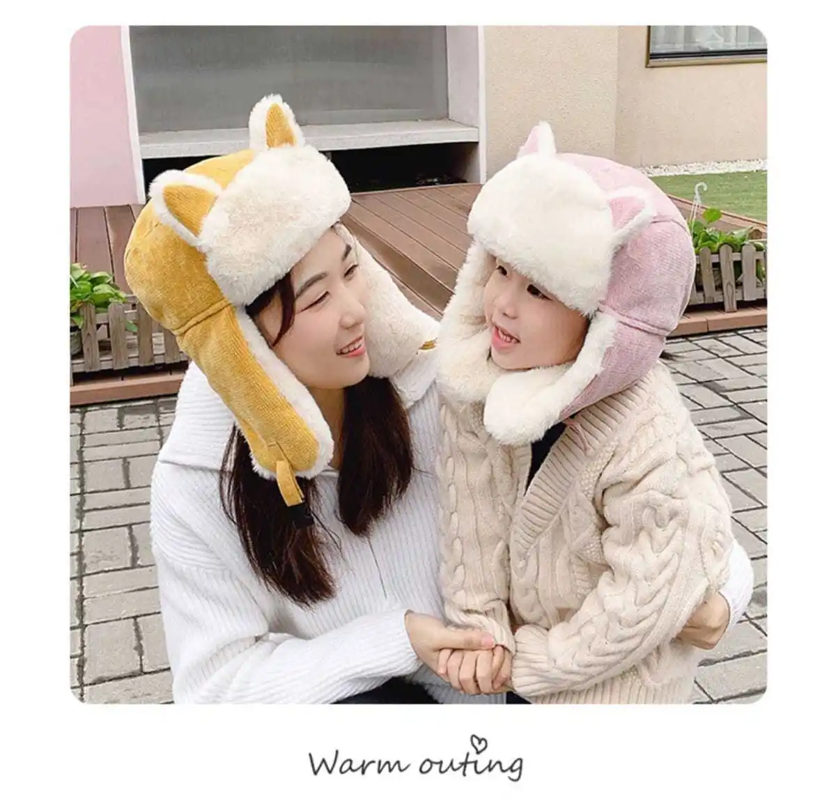 3-12Y Winter Kid Hat Family Match Girl Boy Cap Faux Fur Windproof Hat Women Men Bomber Fur Ear Flap Cap Ski Trooper Trapper