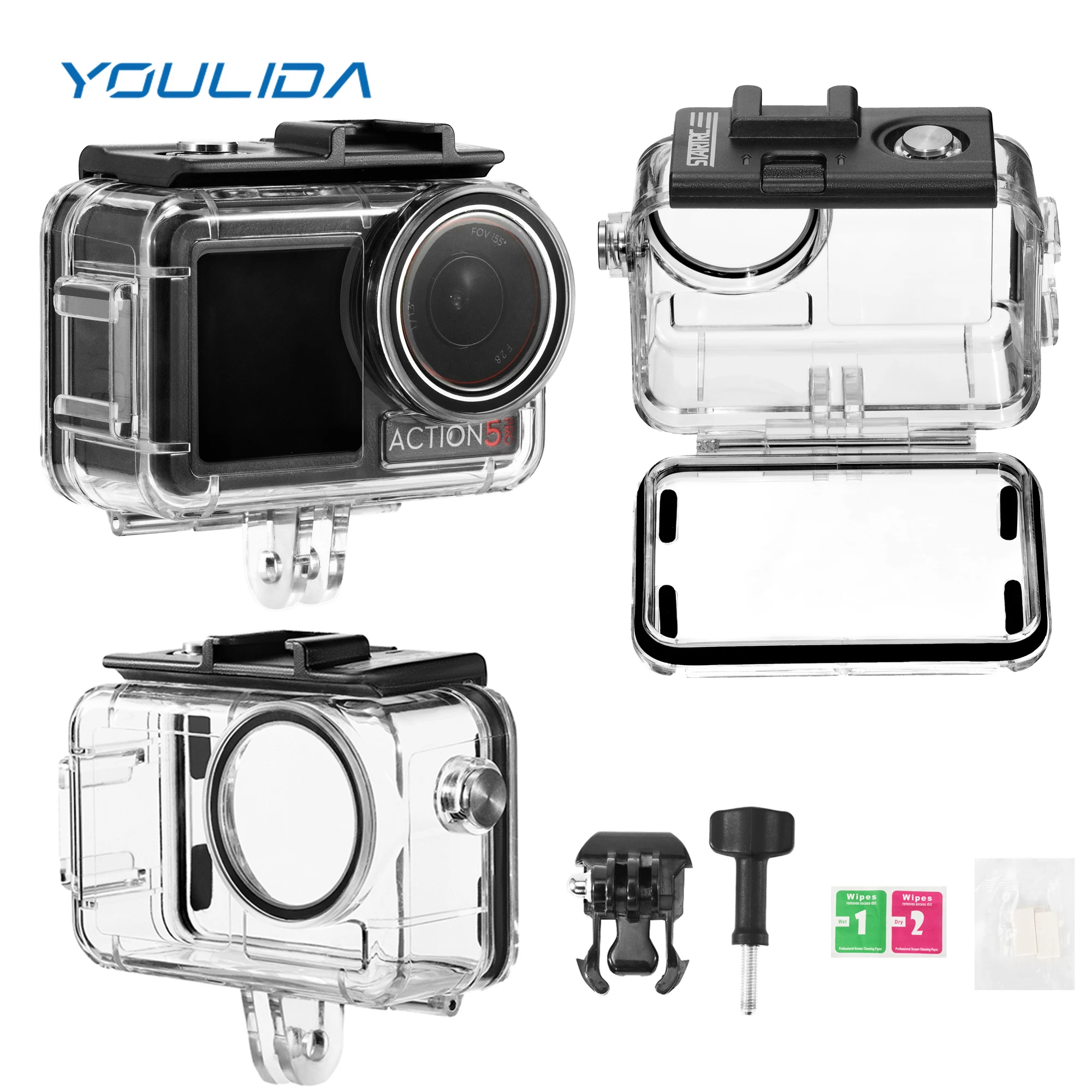 

For DJI Action 5 Pro/4/3 Waterproof Diving Housing Case 40M/131FT Underwater Dive Cover Anti-fog Shell HD Camera Accessories